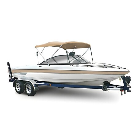 Eevelle 3 Bow Bimini Boat Top with Hardware 72in LONG, 46in HIGH, Fits 79in-84in - Heather Beige SSE-463B84-HRB